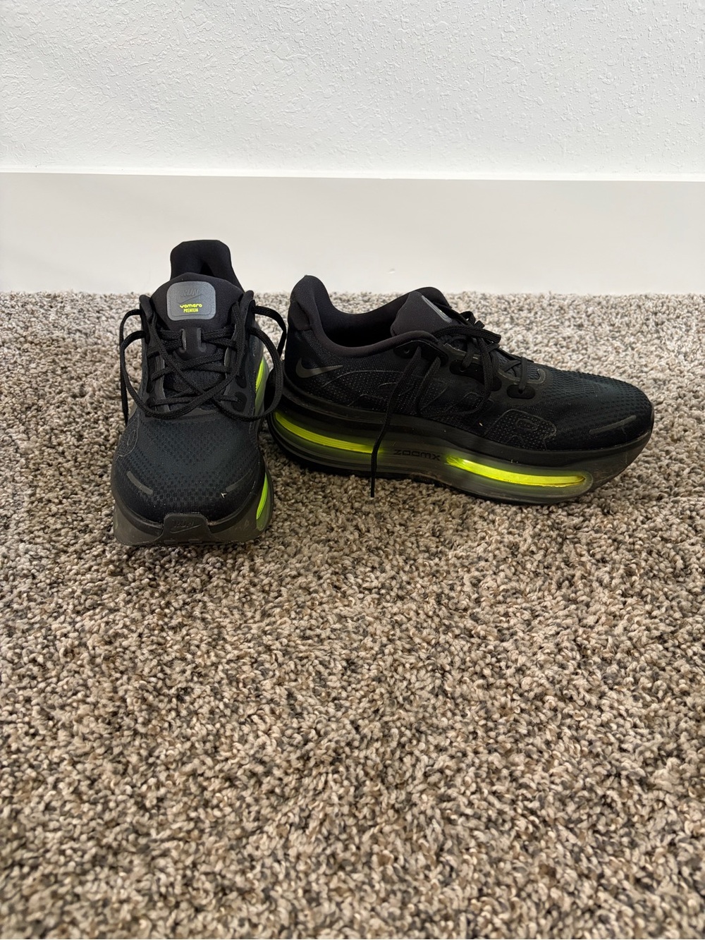 Nike Black with Neon Yellow Athletic Running Shoes